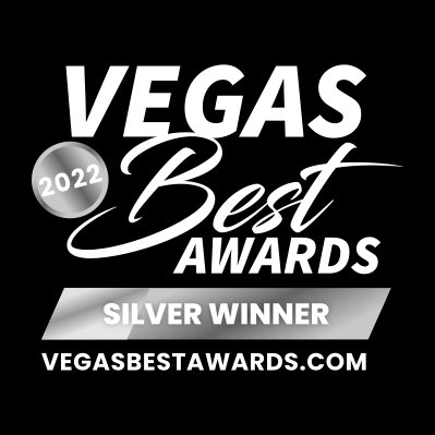 Vegas Best Awards Silver Winner 2022 Las Vegas Best Awards Best of Las Vegas Awards Black Background White Text